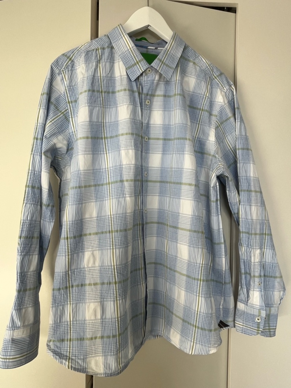 Tommy Bahama Blue, White & Green Plaid Long-Sleeve Casual Button-Front Shirt XL